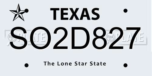 SO2D827 Texas License Plate