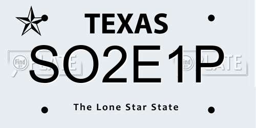 SO2E1P Texas License Plate