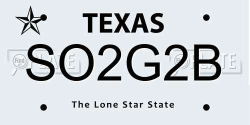 SO2G2B Texas License Plate