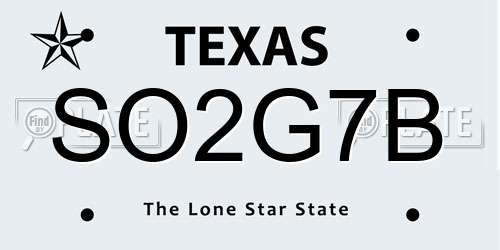 SO2G7B Texas License Plate