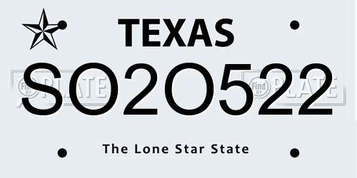 SO2O522 Texas License Plate