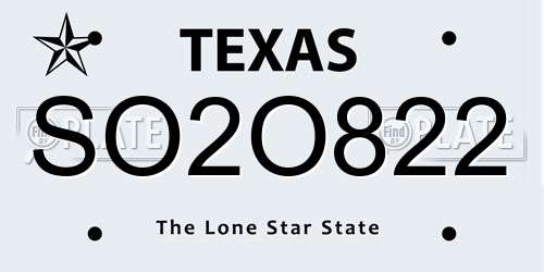 SO2O822 Texas License Plate
