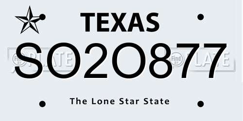 SO2O877 Texas License Plate