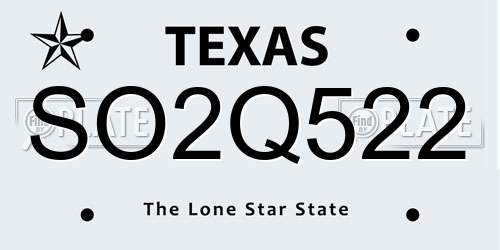 SO2Q522 Texas License Plate