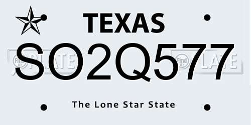 SO2Q577 Texas License Plate