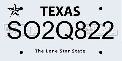 SO2Q822 Texas License Plate