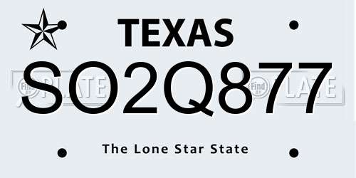 SO2Q877 Texas License Plate