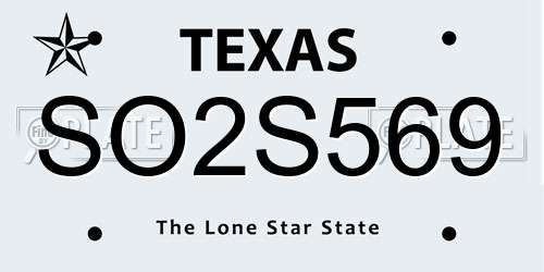 SO2S569 Texas License Plate