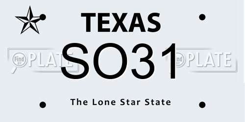SO31 Texas License Plate
