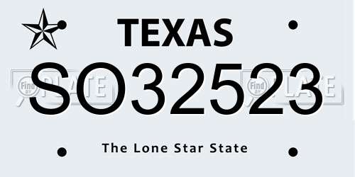 SO32523 Texas License Plate
