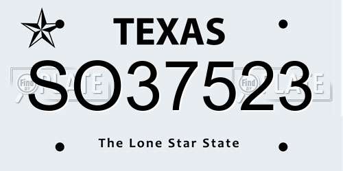 SO37523 Texas License Plate