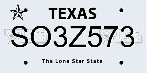 SO3Z573 Texas License Plate