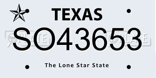SO43653 Texas License Plate