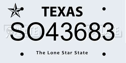 SO43683 Texas License Plate