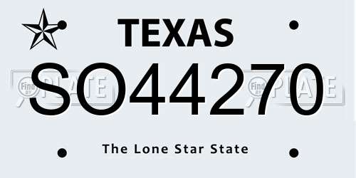 SO44270 Texas License Plate