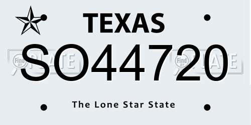 SO44720 Texas License Plate