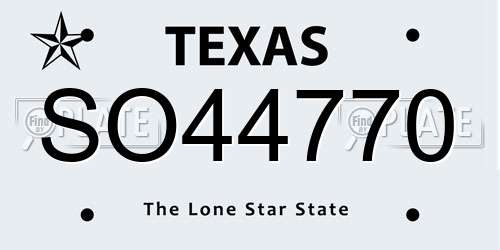 SO44770 Texas License Plate