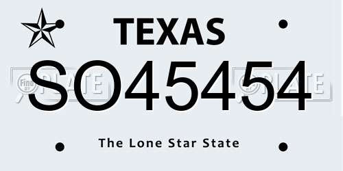 SO45454 Texas License Plate