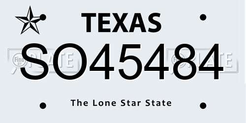 SO45484 Texas License Plate