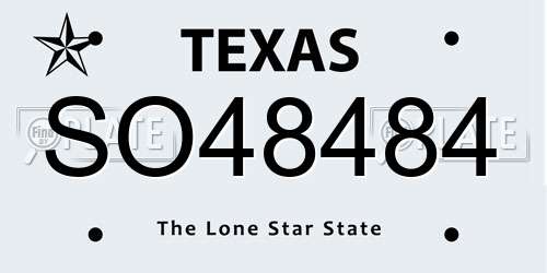 SO48484 Texas License Plate