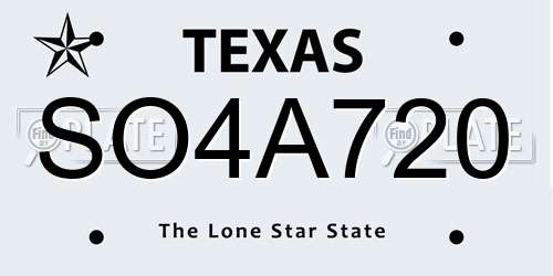 SO4A720 Texas License Plate