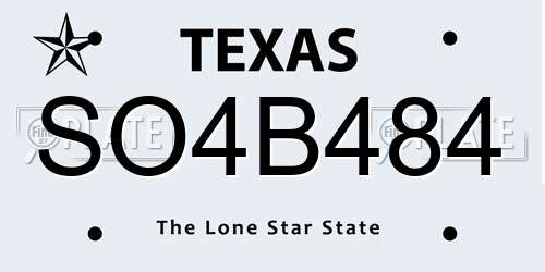 SO4B484 Texas License Plate