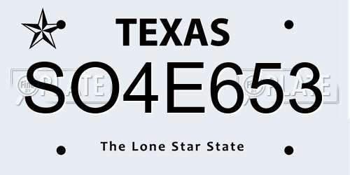 SO4E653 Texas License Plate