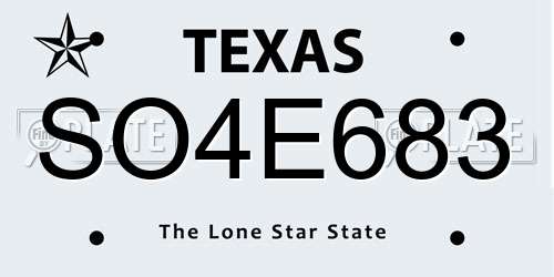 SO4E683 Texas License Plate