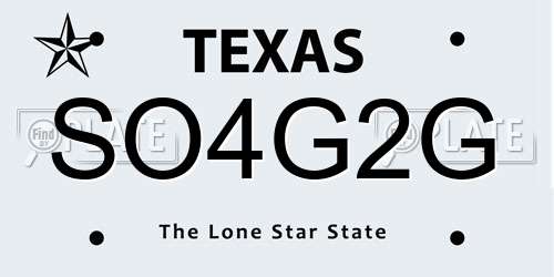 SO4G2G Texas License Plate