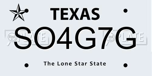 SO4G7G Texas License Plate