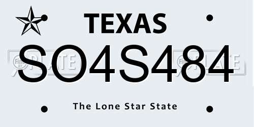 SO4S484 Texas License Plate
