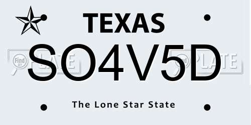 SO4V5D Texas License Plate