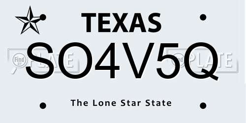 SO4V5Q Texas License Plate