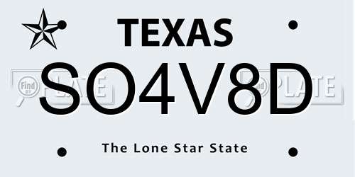 SO4V8D Texas License Plate