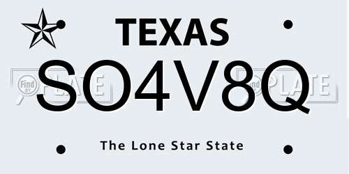 SO4V8Q Texas License Plate