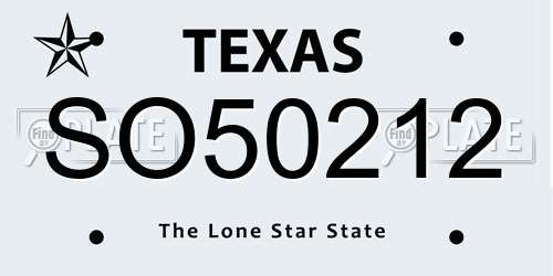 SO50212 Texas License Plate