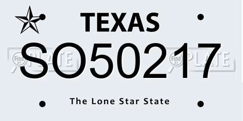 SO50217 Texas License Plate