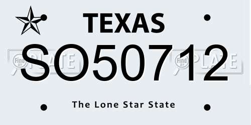SO50712 Texas License Plate