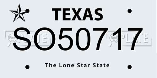 SO50717 Texas License Plate