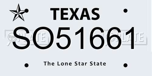 SO51661 Texas License Plate