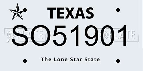 SO51901 Texas License Plate