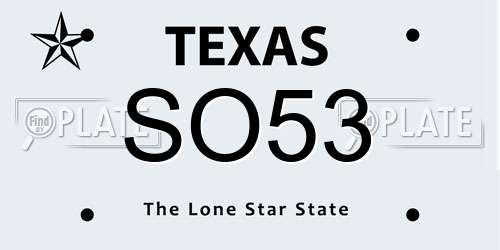 SO53 Texas License Plate