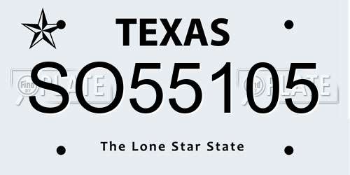 SO55105 Texas License Plate