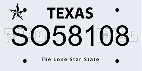 SO58108 Texas License Plate