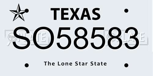 SO58583 Texas License Plate