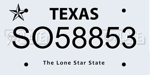 SO58853 Texas License Plate