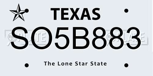SO5B883 Texas License Plate