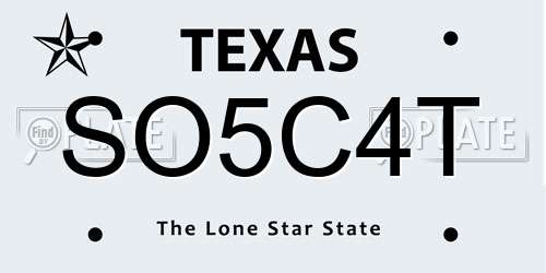 SO5C4T Texas License Plate