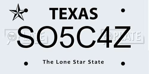 SO5C4Z Texas License Plate