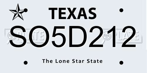 SO5D212 Texas License Plate